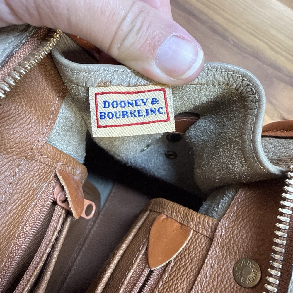 Vintage DOONEY AND BOURKE Khaki Brown Leather Buckle 2 Way Satchel Crossbody Bag - Picture 14 of 16